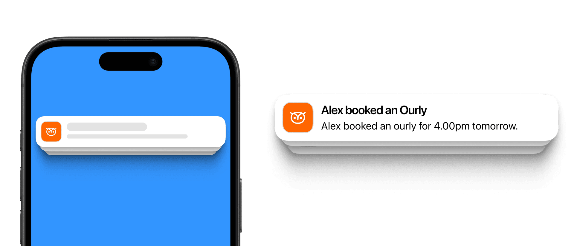 Illustrerar hur ourly skickar notiser